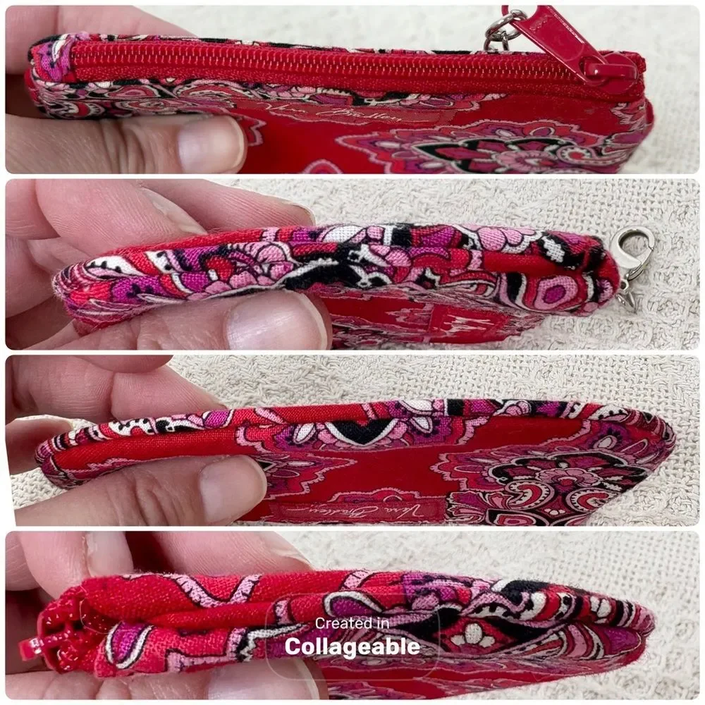 Vera Bradley Frankly Scarlett Zip ID Case Coin Purse Red Floral - Picture 4 of 6